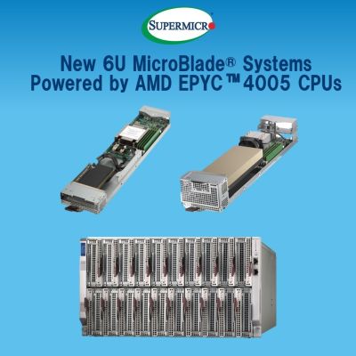 超微科技擴大其雲端服務供應商解決方案產品組合,採用 AMD EPYC™ 4005 系列處理器支援的全新 6U 20 節點微刀片®